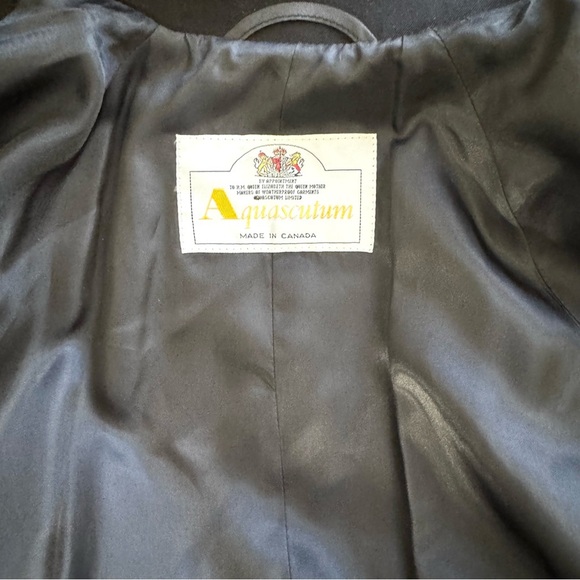AQUASCUTUM BLACK TRENCH COAT OLD MONEY AESTHETIC MADE IN CANADA MEDIUM - Picture 12 of 17